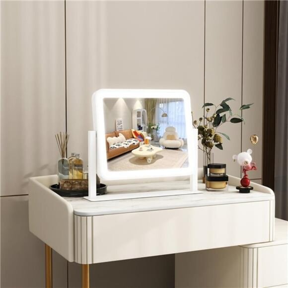 Vanity Mirror with Lights, 14"×12" LED Makeup Mirror, Lighted Makeup Mirror - Picture 2 of 7